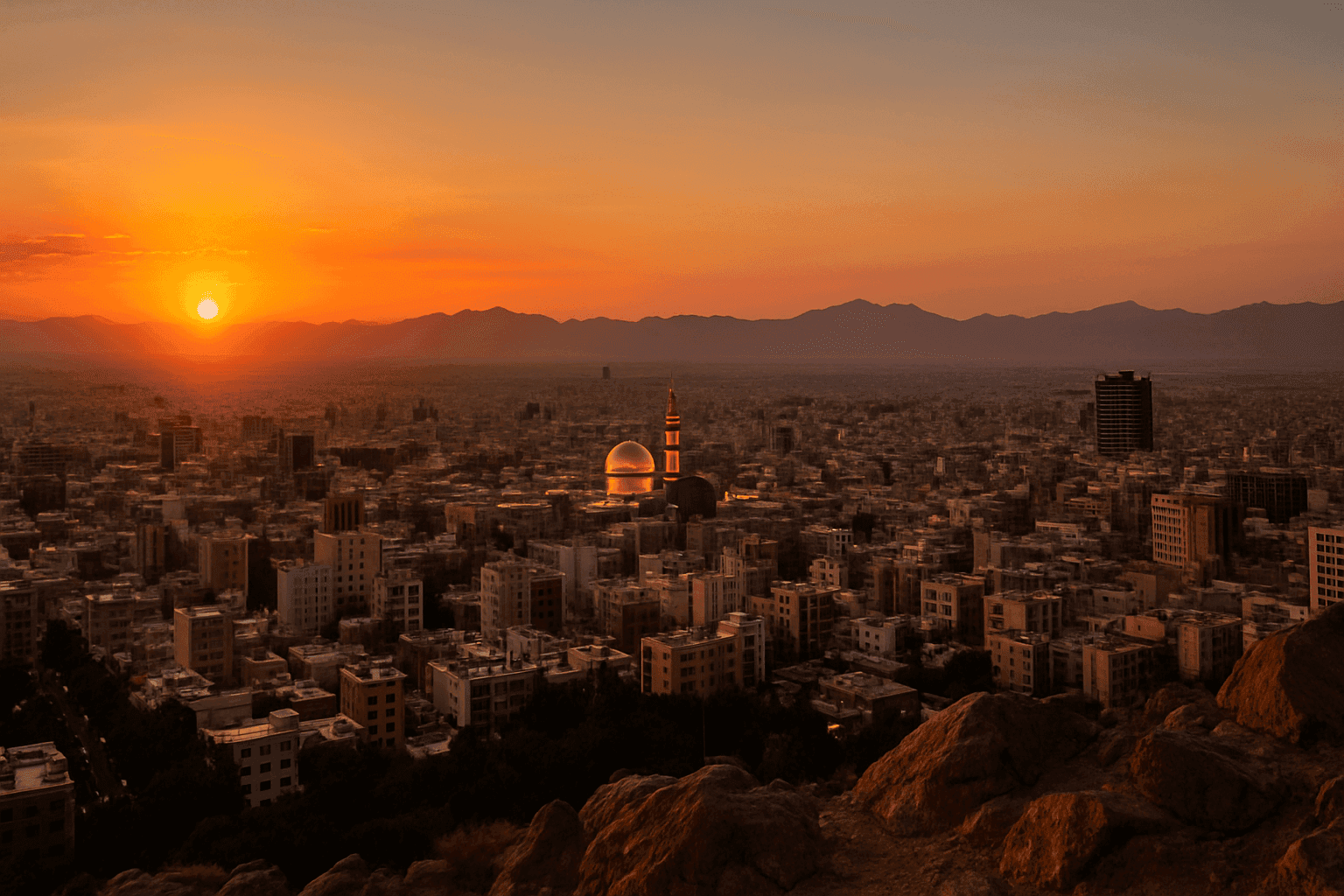 نمای پانوراما از خط آسمان مشهد